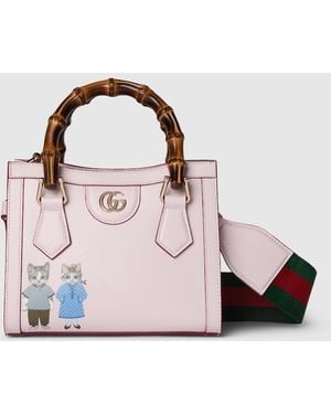 Gucci 〔グッチ ダイアナ〕日本限定 ヒグチユウコ スモール トートバッグ, ピンク, レザー