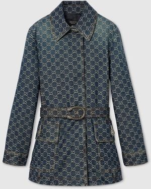 Gucci Gg Cotton Denim Jacquard Jacket - Blue