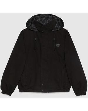 Gucci Interlocking Logo Ripstop Jacket in Black for Men | Lyst