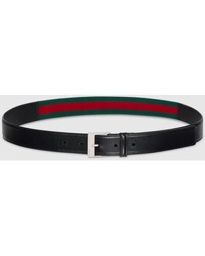 Gucci Belt With Squared Buckle, Size 100 - Black