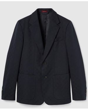 Gucci Gg Cotton Gabardine Jacquard Jacket - Blue