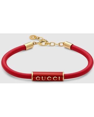 Gucci Bracelet With Enamel, Size S, Leather - Red