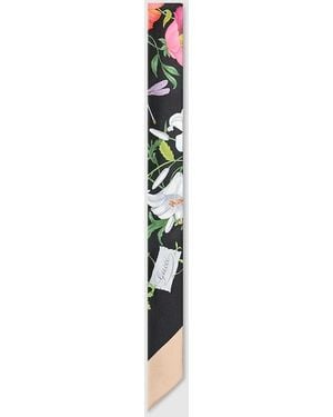 Gucci Printed Gg Silk Twill Ribbon, Silk - Black