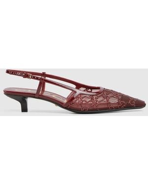 Gucci Gg Crystal Slingback Pump, Uk - Brown