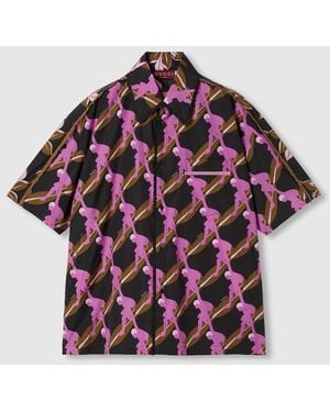 Gucci Printed Oversize Cotton Poplin Shirt, Ready-To-Wear - Red