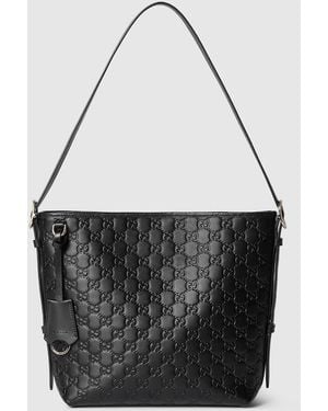 Gucci Gg Emblem Small Shoulder Bag, Leather - Black