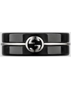 Gucci Interlocking Corundum Ring - Black