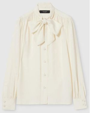 Gucci Silk Crêpe Satin Interlocking G Shirt - White