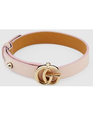 Gucci Leather Bracelet With Double G - Metallic