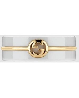 Gucci Interlocking Zirconia Ring - Metallic
