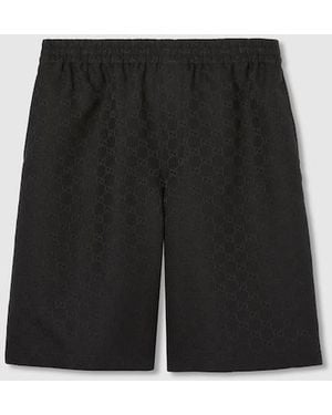Gucci Gg Canvas Linen Blend Shorts - Black