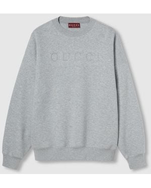 Gucci エンボス コットンジャージー スウェットシャツ, グレー, ウェア