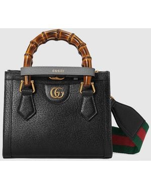 Gucci 〔グッチ ダイアナ〕スモール トートバッグ, ブラック, レザー