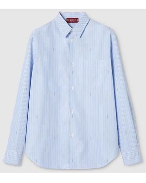 Gucci Striped Cotton Poplin Shirt - Blue