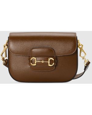 Gucci 〔グッチ ホースビット 1955〕スモール ショルダーバッグ, ブラウン, レザー