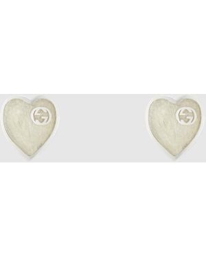 Gucci インターロッキングG ハート付き ピアス - メタリック
