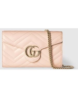 Gucci Gg Marmont Wallet On Chain, Leather - Pink