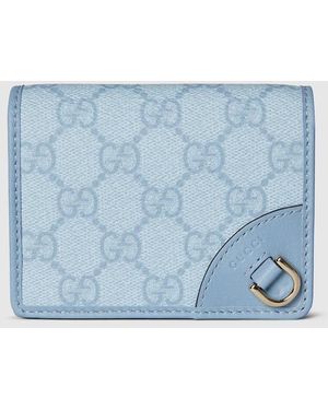 Gucci 〔Ggエンブレム〕ミニ ウォレット(コイン＆紙幣入れ付き） ブルー, Ggキャンバス