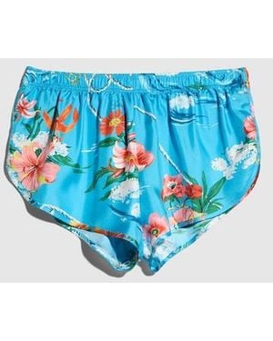 Gucci Printed Silk Twill Shorts - Blue