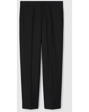 Gucci Wool Blend Twill Pant With Logo - Black
