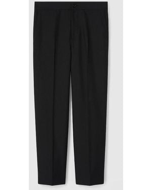 Gucci Wool Blend Twill Pant With Logo - Black