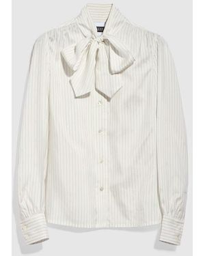 Gucci Pinstripe Silk Shirt With Bow - White