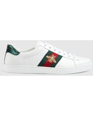 Gucci Ace Embroidered Leather Sneaker - White