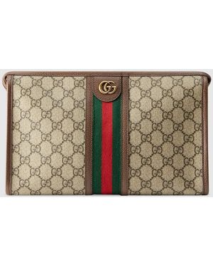 Gucci 〔オフィディア〕ミディアム ポーチ, ベージュ, Ggキャンバス - メタリック