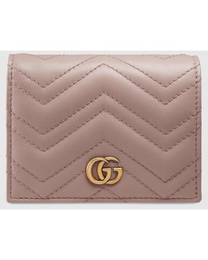 Gucci ダブルg カードケース(コイン&紙幣入れ付き), ピンク, Leather