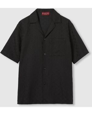 Gucci Gg Canvas Linen Blend Bowling Shirt - Black
