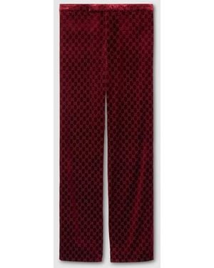 Gucci Gg Stretch Velvet Devoré Pants - Red