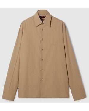 Gucci Embossed Cotton Poplin Shirt - Natural