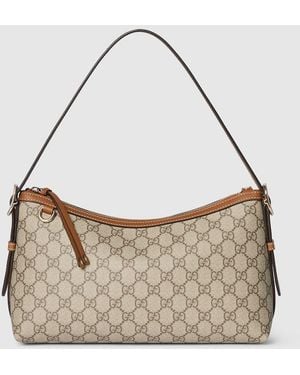 Gucci 〔Ggエンブレム〕ミディアム ショルダーバッグ, ベージュ, Ggキャンバス - ブラウン