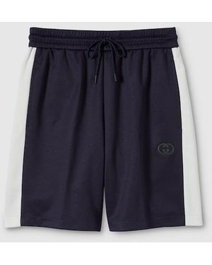Gucci Technical Jersey Shorts With Embroidery, Ready-To-Wear - Blue