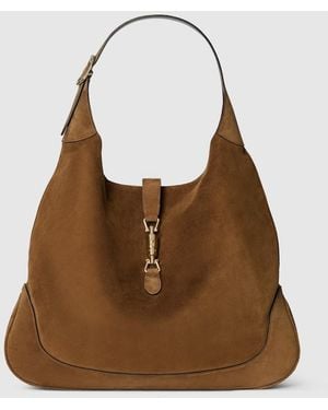 Gucci 〔グッチ ジャッキー ジョルノ〕ショルダーバッグ, ブラウン, スエード