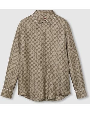 Gucci GGパターン シルクシャツ - ナチュラル