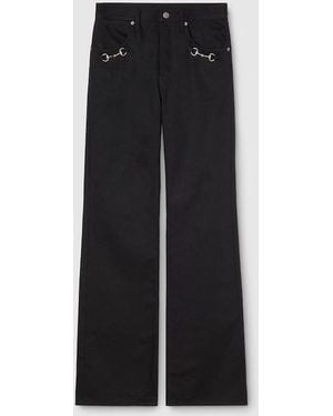 Gucci Cotton Denim Pants With Horsebit Detail - Black
