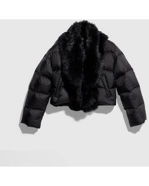 Gucci Padded Polyester Jacket With Shearling, Size L, Ready-To-Wear - Black