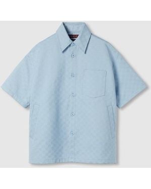 Gucci Oversize Gg Cotton Shirt - Blue