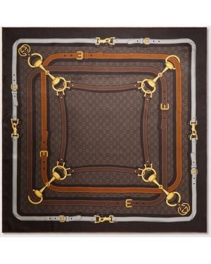 Gucci Printed Gg Silk Twill Jacquard Carré, Silk - Metallic