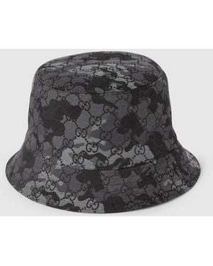 Gucci Gg Marbled Canvas Bucket Hat, Gg Canvas - Black