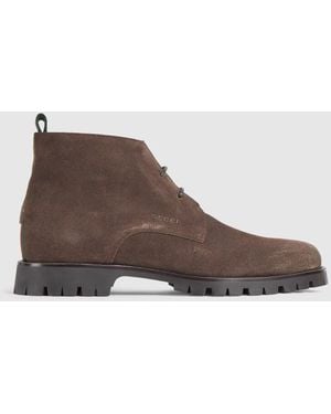 Gucci Lace-Up Ankle Boot With Web, Uk - Brown