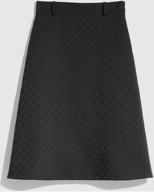 Gucci Gg Cotton Blend Midi Skirt, Size 36 It, Ready-To-Wear - Black