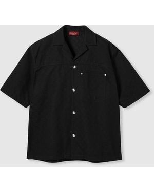 Gucci Ggコットンデニム ジャカード シャツ, ブラック, ウェア