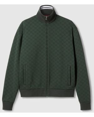 Gucci Gg Technical Jersey Zip Jacket, Size S, Ready-To-Wear - Green