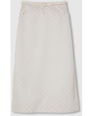 Gucci Gg Cotton Gabardine Skirt - White