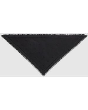 Gucci Double G Silk Wool Shawl, Wool - Black