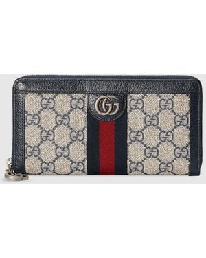 Gucci 〔オフィディア〕Gg ジップアラウンドウォレット, ブルー, Ggキャンバス - メタリック
