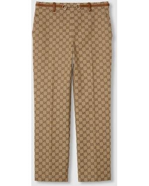 Gucci ホースビット付き Ggキャンバス パンツ, ブラウン, ウェア - ナチュラル