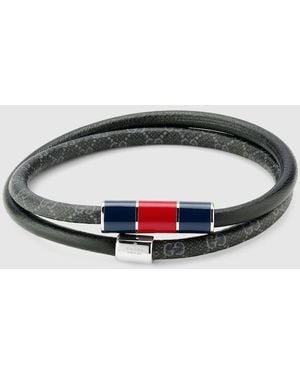 Gucci Wrap Bracelet With Enamel Web Tag, Size S - Metallic